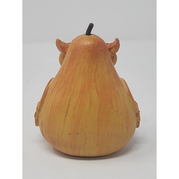 Wood Owl Figurine Pear Shaped With Stem Hand Painted Carved Orange Glitter Wings - Picture 3 of 9